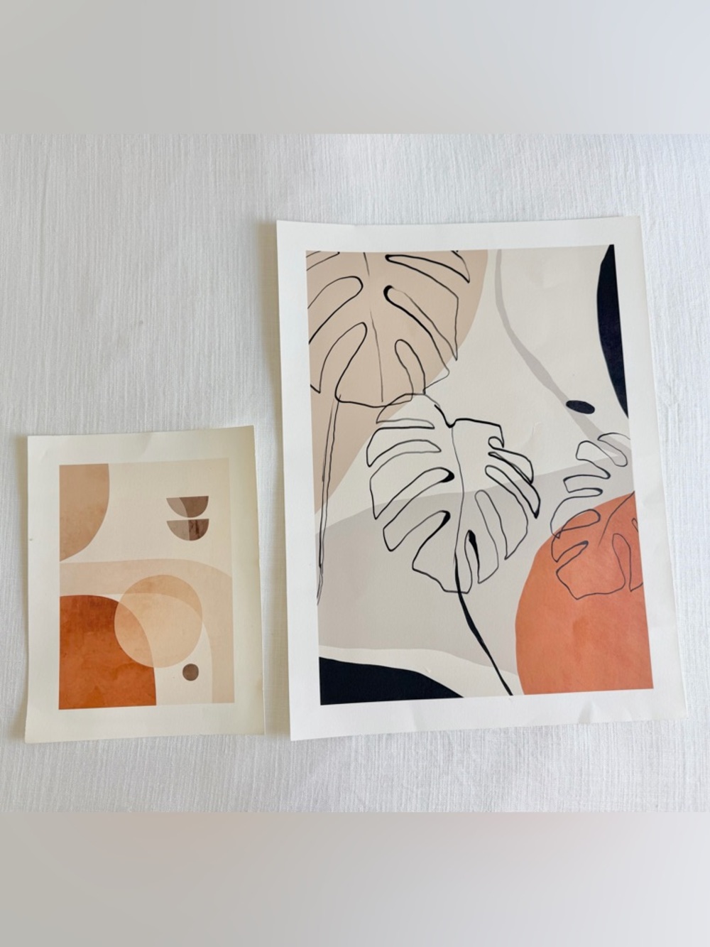 Set (2) society 6 boheme art prints neutral abstract sketches